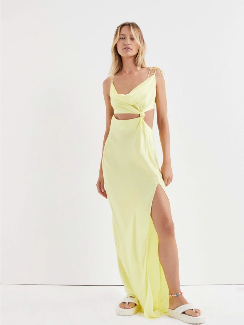 For Love & Lemons Kyra Cut Out Maxi Dress Yellow